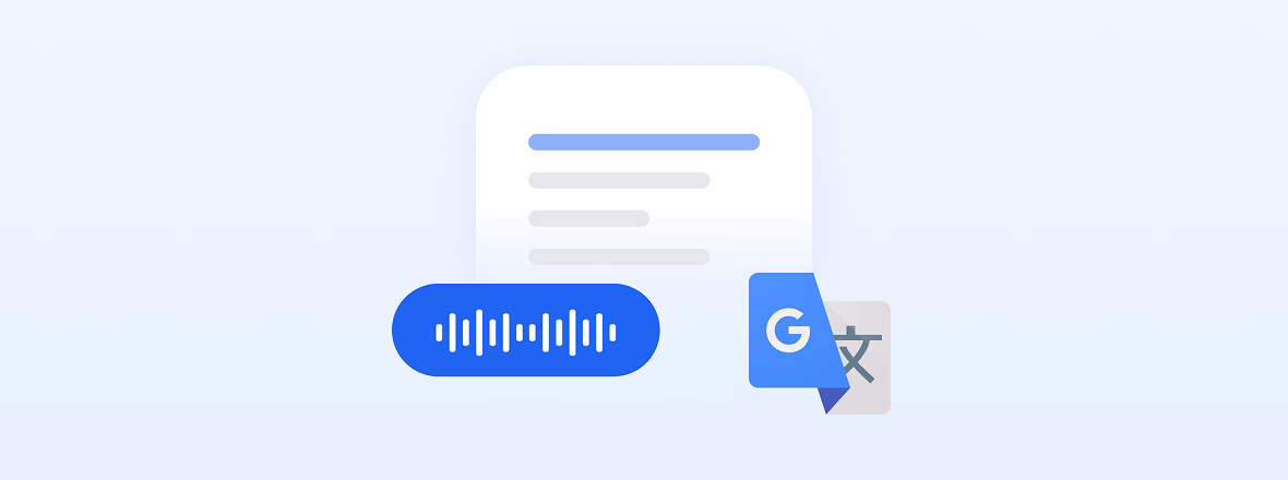Display Google Translate interface for converting audio to text.