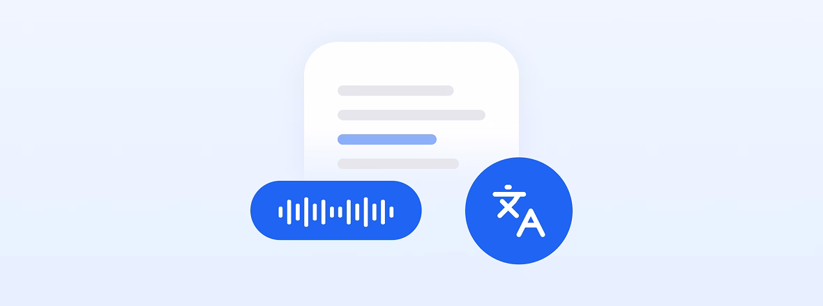 Display interface of an online audio translator tool.