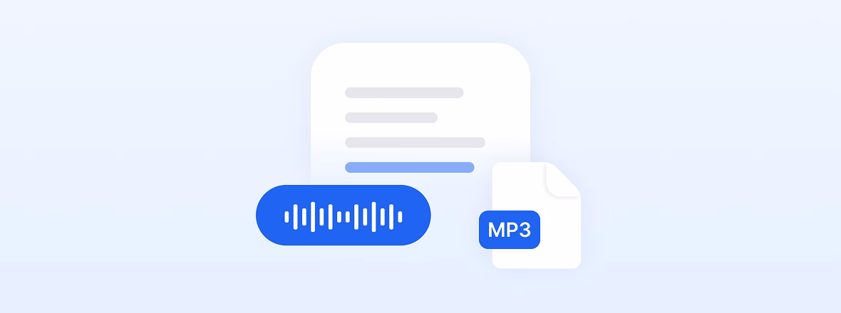 Display process of converting MP3 audio file to text document.