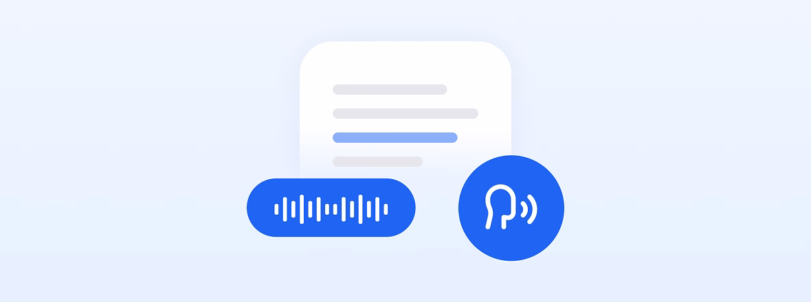 Depict audio transcription and accessibility icons.